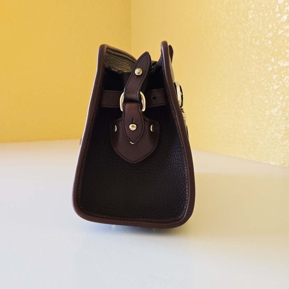 Vintage Dooney & Bourke Brown Zip Top Front Buckle Pebbled Leather Crossbody Bag - Picture 6 of 15